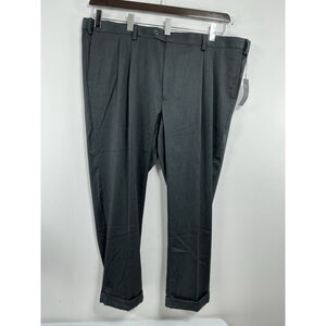 Mens NWT GS Perfect Fit Dress Pants 50x30 Brown Gray Cuff Expandable Waist